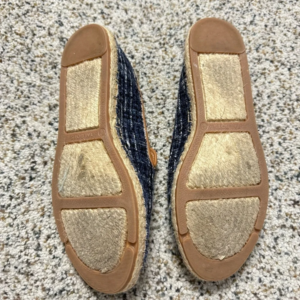 Talbots Izzy Tassel Espadrilles Boucle Womens 6.5 Blue Tan Brown Shoes Preppy